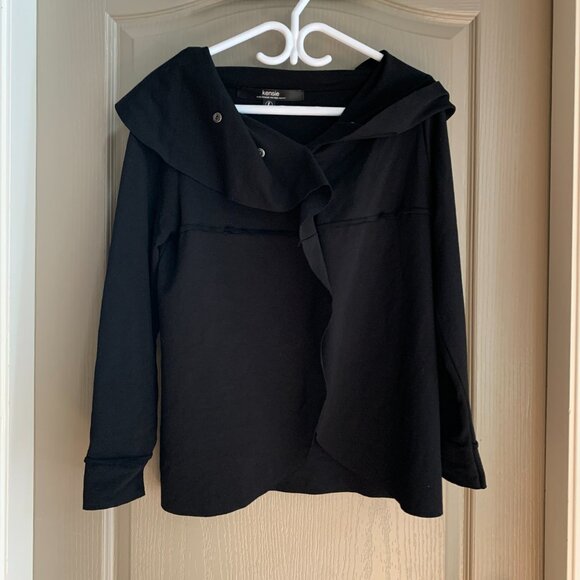 Kensie Black Draped Snap Cardigan | L | Cozy Layering Essential - Picture 8 of 9